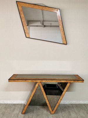 Console Table 1970s Set, Elegant Console Table And Mirror