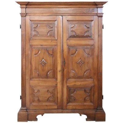Large Antique Wardrobe In Solid Walnut, Large Antique Armoire