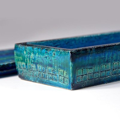 Bitossi ビトッシ Rimini Blu リミニブルー #76 Box 箱 Rimini Blue and Green Bitossi Ceramic Lidded Box, 1960s for sale