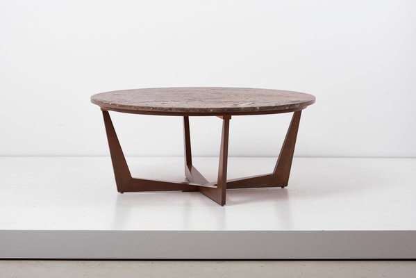 German Fossil Stone Top Coffee Table By Roland Schmidt 1970s For Sale At Pamono
