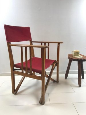 Vintage Oak Canvas Folding Directors Garden or Safari Chair