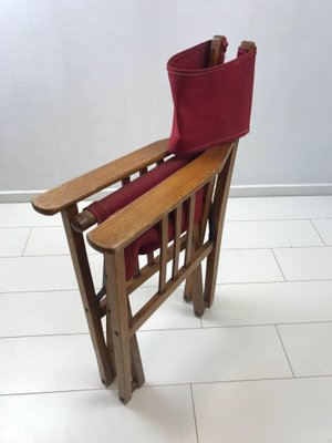 Vintage Oak Canvas Folding Directors Garden or Safari Chair