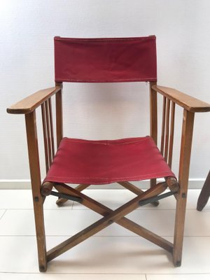 Vintage Oak Canvas Folding Directors, Vintage Canvas Folding Chair