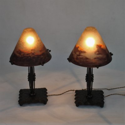 Vintage Table Lamps By Degué Set Of 2, Antique Vintage Table Lamps