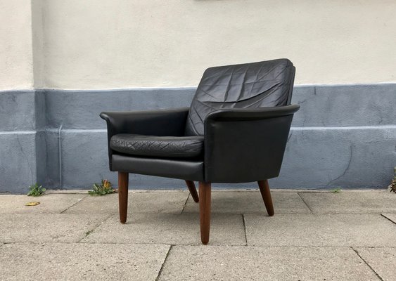 Danish Modern Black Leather Lounge, Contemporary Leather Lounges