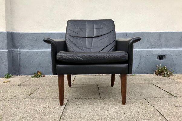 Danish Modern Black Leather Lounge, Modern Black Leather Chairs