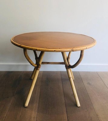French Small Round Rattan Coffee Table, Small Round Glass Top End Tables