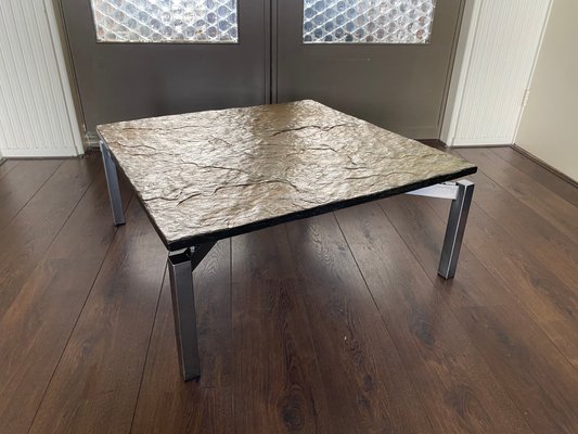 Mid-Century Steel & Slate Coffee Table for sale at Pamono