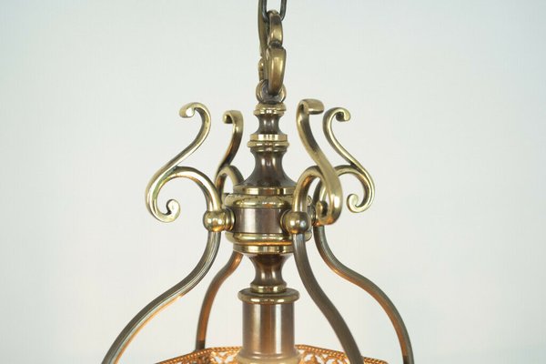 Vintage Brass 10 Light Chandelier, 1950s Vintage Brass 10 Light Chandelier, 1950s