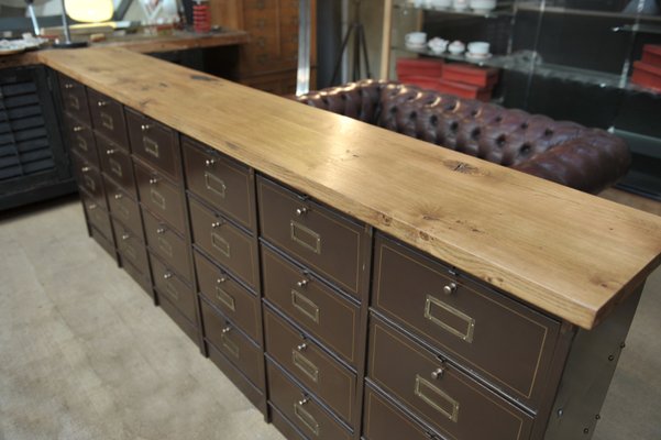 Longue Armoire Basse Avec Valves En Metal De Roneo 1950s En Vente Sur Pamono