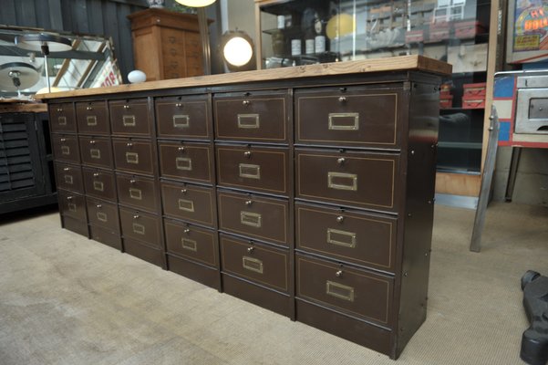 Longue Armoire Basse Avec Valves En Metal De Roneo 1950s En Vente Sur Pamono