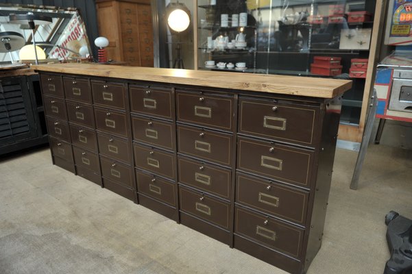 Long Low Cabinet With Metal Valves From Roneo 1950s For Sale At Pamono