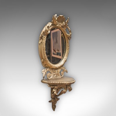 Prevalecer muelle Hasta Espejo francés antiguo ovalado con forma de escayola y espejo dorado en  venta en Pamono