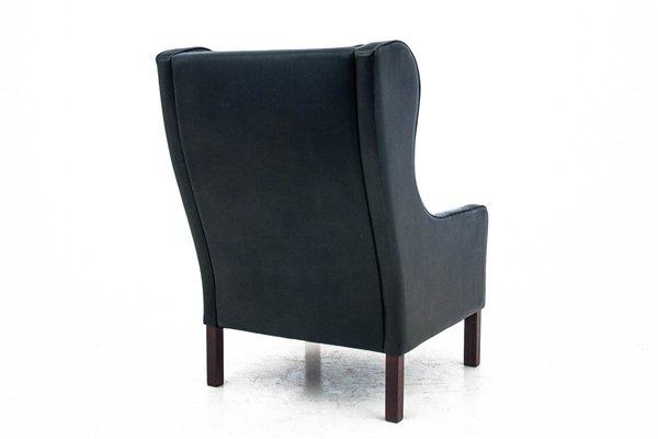 Black Leather Wingback Armchair 1950s, Black Leather Wingback Chair Modern
