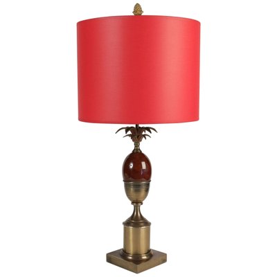 Mid-Century Modern Red Table Lamp in Brass and Resin, 1960s for
