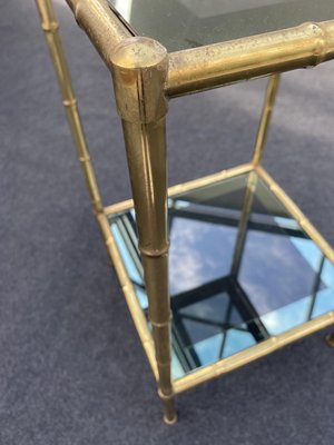 Stained Glass Console Table 1960s, Glass And Antique Brass Console Table