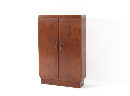 Art Deco Amsterdam School Burlwood Armoire from t Woonhuys Amsterdam
