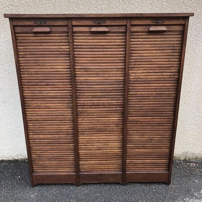 Antique Oak 3 Curtian File Cabinet 1900s For Sale At Pamono