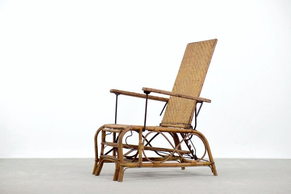 Vintage rattan chair and ottoman deals