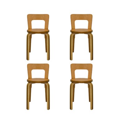 Model 65 Dining Chairs By Alvar Aalto For Artek 1960s Set Of 4 For Sale At Pamono