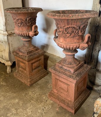 Large Vintage Garden Urns On Plinths Set Of 2 For At Pamono - Vintage Garden Urns Large Vintage Garden Urns On Plinths Set Of 2 For At Pamono - Vintage Garden Urns