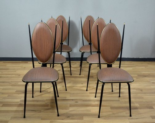 Vinyl Steel Dining Chairs by Umberto Mascagni 1950s Set of 6