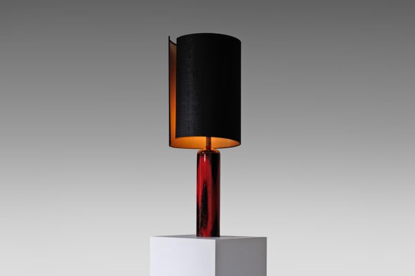red ceramic table lamp
