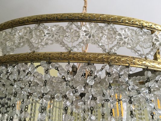 Crystal Chandelier 1930s For At, 1930s French Crystal Beaded Chandelier