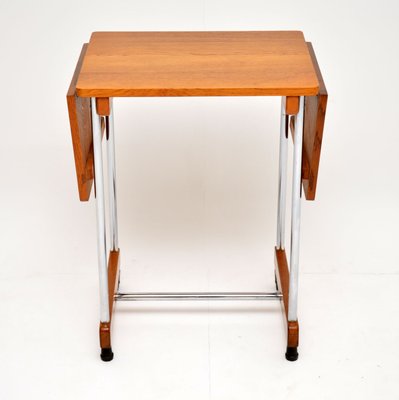 Vintage Oak Chrome Drop Leaf Side Table 1950s For Sale At Pamono