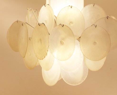 Nason Chandelier with Murano Glass Discs, 1960s Nason Chandelier with Murano Glass Discs, 1960s