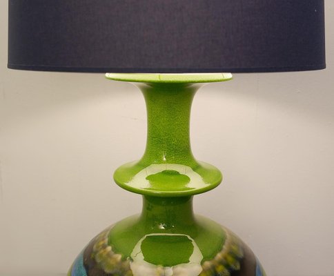 Large German Pottery Table Lamp By, Green Gourd Lamp