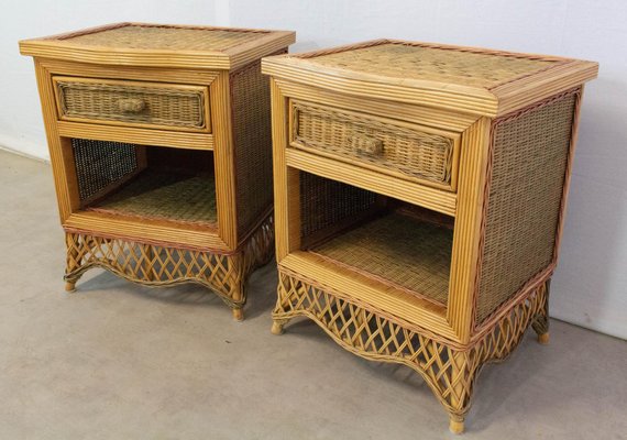 French Rattan Nightstands 1990s Set Of 2 For Sale At Pamono