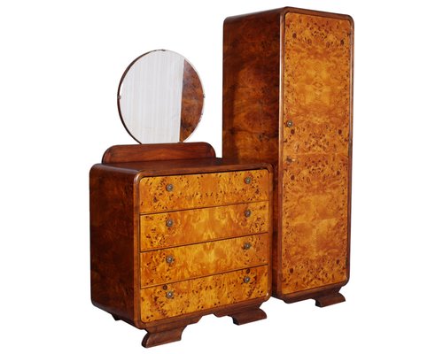 Art Deco Birch And Walnut Burl Bedroom Set By Osvaldo Borsani 1930s For Sale At Pamono