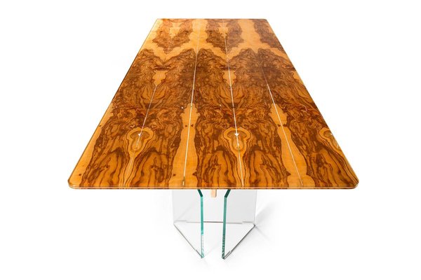 Italian Table Portofino in Glass and Olive-Tree Wood from