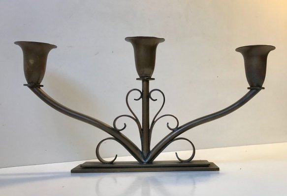 chandelier bougeoir structure 9 cm bronze noble patine marron 
