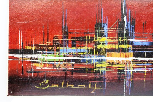 Skyline Acrylic Painting, 1970s for sale at Pamono