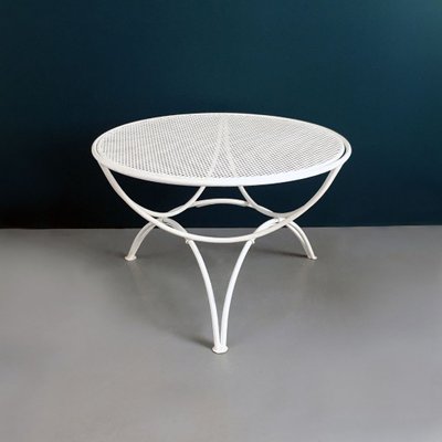 Mid Century Italian White Metal Outdoor Table With Perforated Round Top 1950s For At Pamono - White Metal Patio Coffee Table