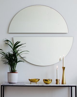 Half Moon Frameless Minimalist Mirror, Set Of Mirrors For Hallway
