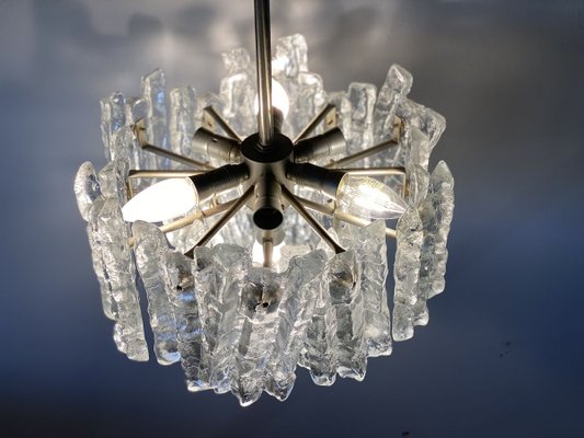 Beautiful Mid Century Kalmar Ice Glass Chandelier Beautiful Mid Century Kalmar Ice Glass Chandelier