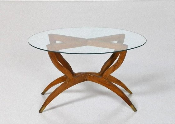 Vintage Italian Wood Brass Crystal Coffee Table 1950s For At Pamono - Crystal Coffee Table Vintage Italian Wood Brass Crystal Coffee Table 1950s For At Pamono - Crystal Coffee Table