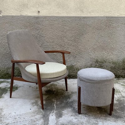 Italian Armchair Small Ottoman by Fratelli Marelli for Framar