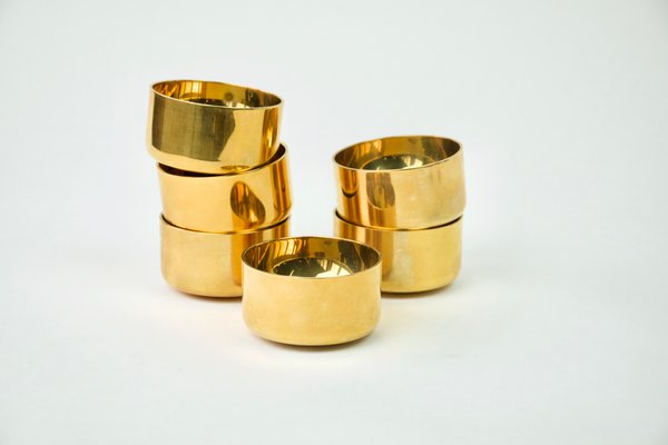 mid century scandinavian supkopp shot glasses in 23 karat gold plating by pierre forssell for skultuna 1960s set of 6 2