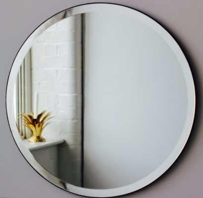 Bevelled Round Elegant Frameless Mirror, Extra Large Round Beveled Mirror