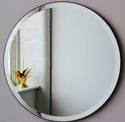 Orbis Bevelled Round Elegant Frameless Mirror With Velvet Backing Oversized By Alguacil Perkoff Ltd For At Pamono Bevelled Round Elegant Frameless Mirror, Frameless Round Mirror