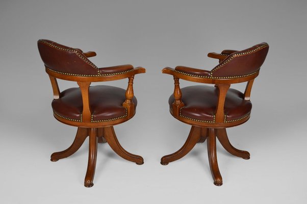 Leather Swivel Office Chairs Set, Office Chairs Leather