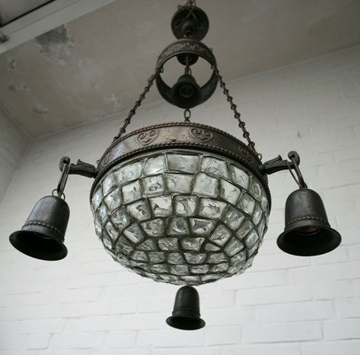 Antike Jugendstil Deckenlampe Aus Berlin Mit Bunter Hohe Aus Glas 1900er Bei Pamono Kaufen