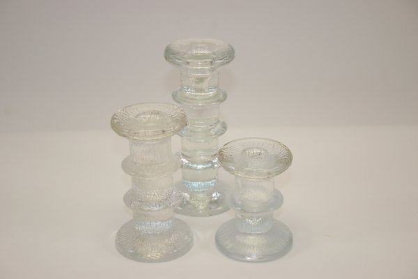 Swedish Ice Glass Candle Holders By Staffan Gellerstadt For Pukeberg 1960s Set Of 3 For Sale At Pamono