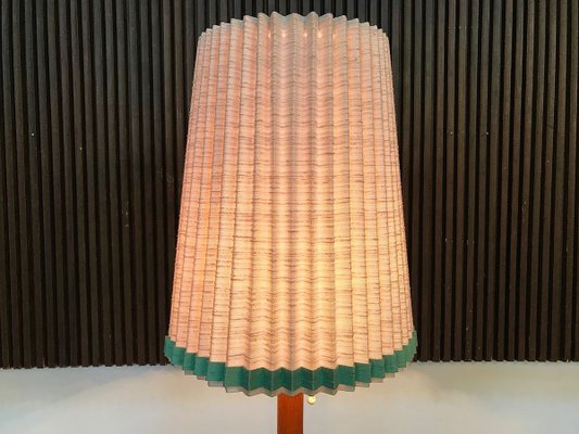 Danish Teak Floor Lamp With Folded, Burnt Orange Floor Lamp Shade