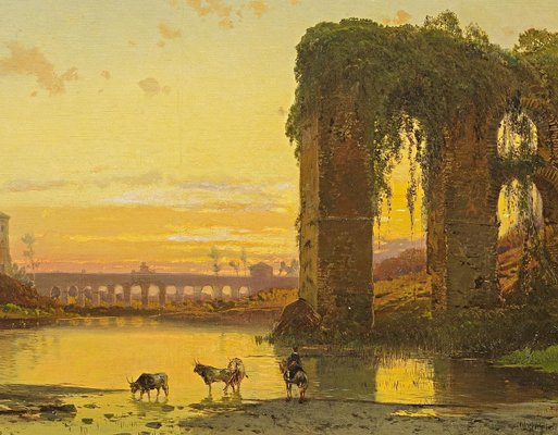 Tiber Landscape With Ancient Ruins Oil Painting By Hermann Corrodi Late 1800 Late 19th Century For Sale At Pamono