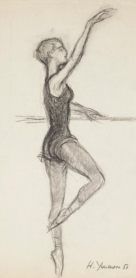 Ballet Dancers - Set of 15 Pencil and Charcoal by H. Yencesse - 1951 for sale at Pamono